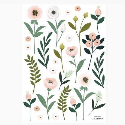 Big Flowers Pink And Beige Wall Decals