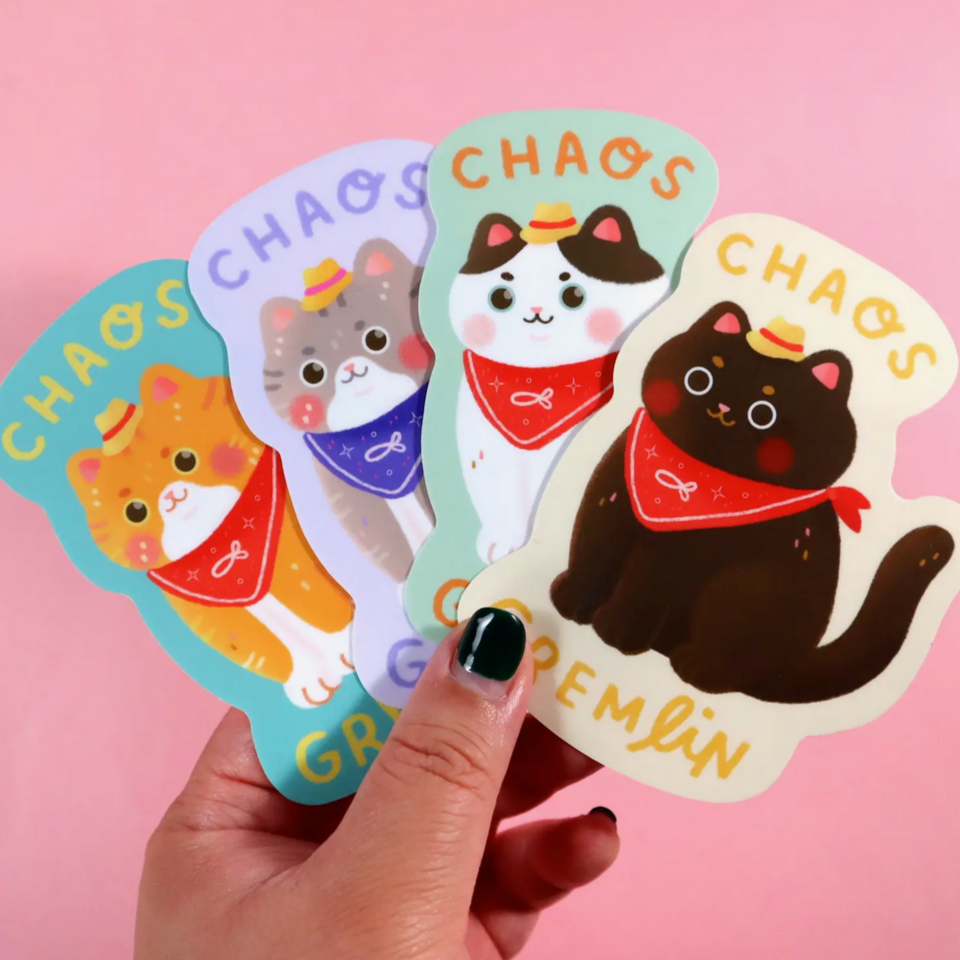 Chaos Gremlin Cat Sticker -Vica Lew