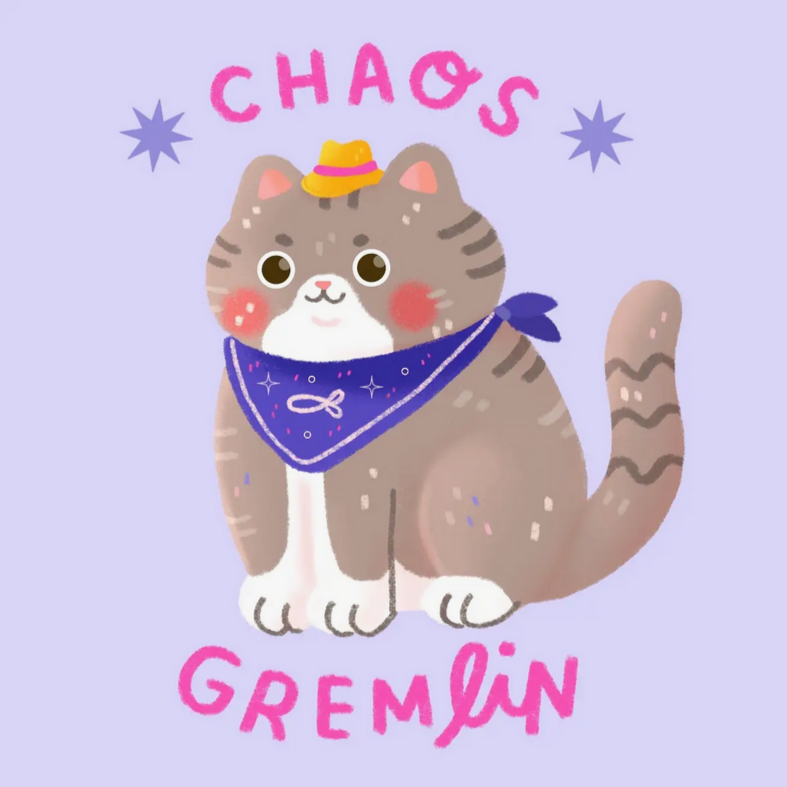 Chaos Gremlin Cat Sticker -Vica Lew