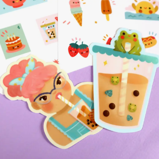 Boba Girl Sticker -Vica Lew