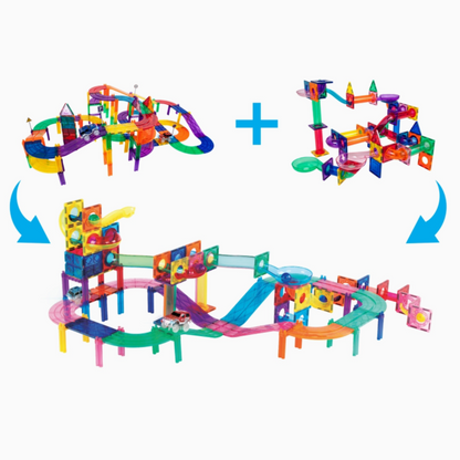 108 Piece 2-in-1 Magnetic Marble Run Set & Racing Track Set