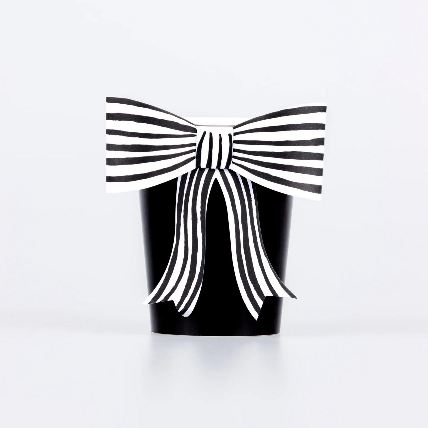 Black & White Stripy Bow Cups