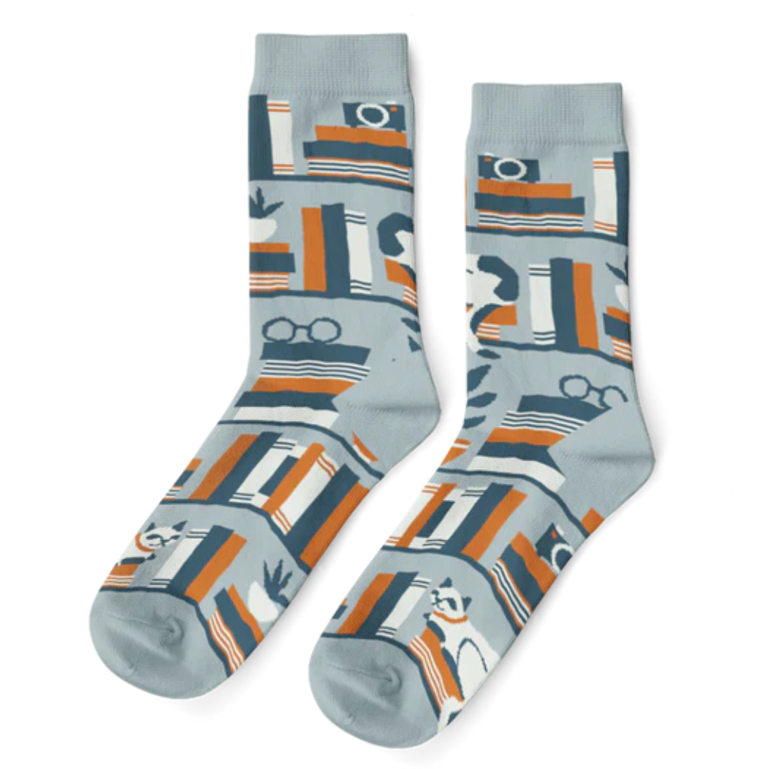 Bookshelf Crew Socks - Small