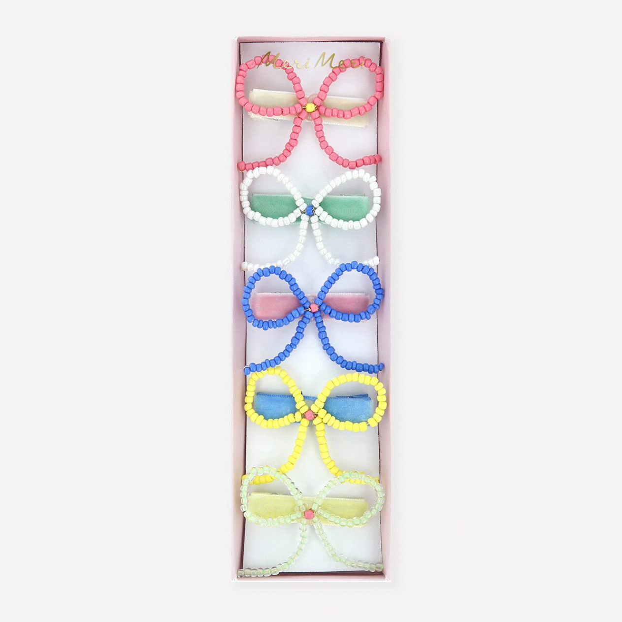 Beaded Bow Hair Clips (x5)