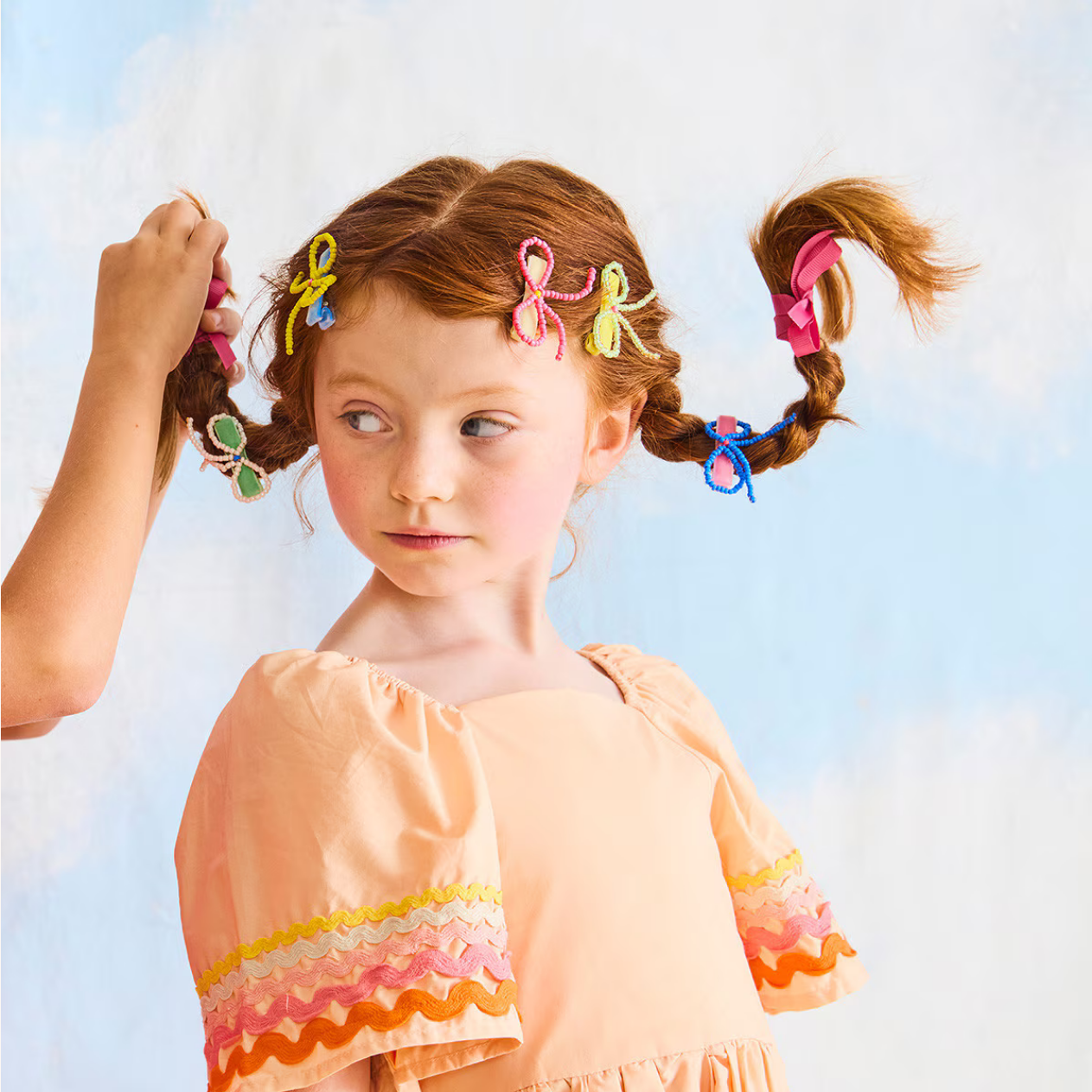 Beaded Bow Hair Clips (x5)