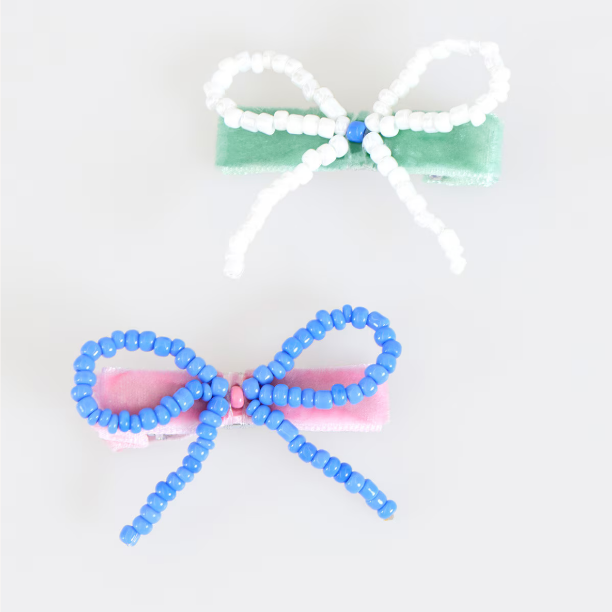 Beaded Bow Hair Clips (x5)
