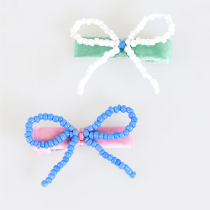 Beaded Bow Hair Clips (x5)