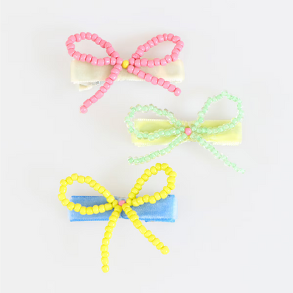 Beaded Bow Hair Clips (x5)