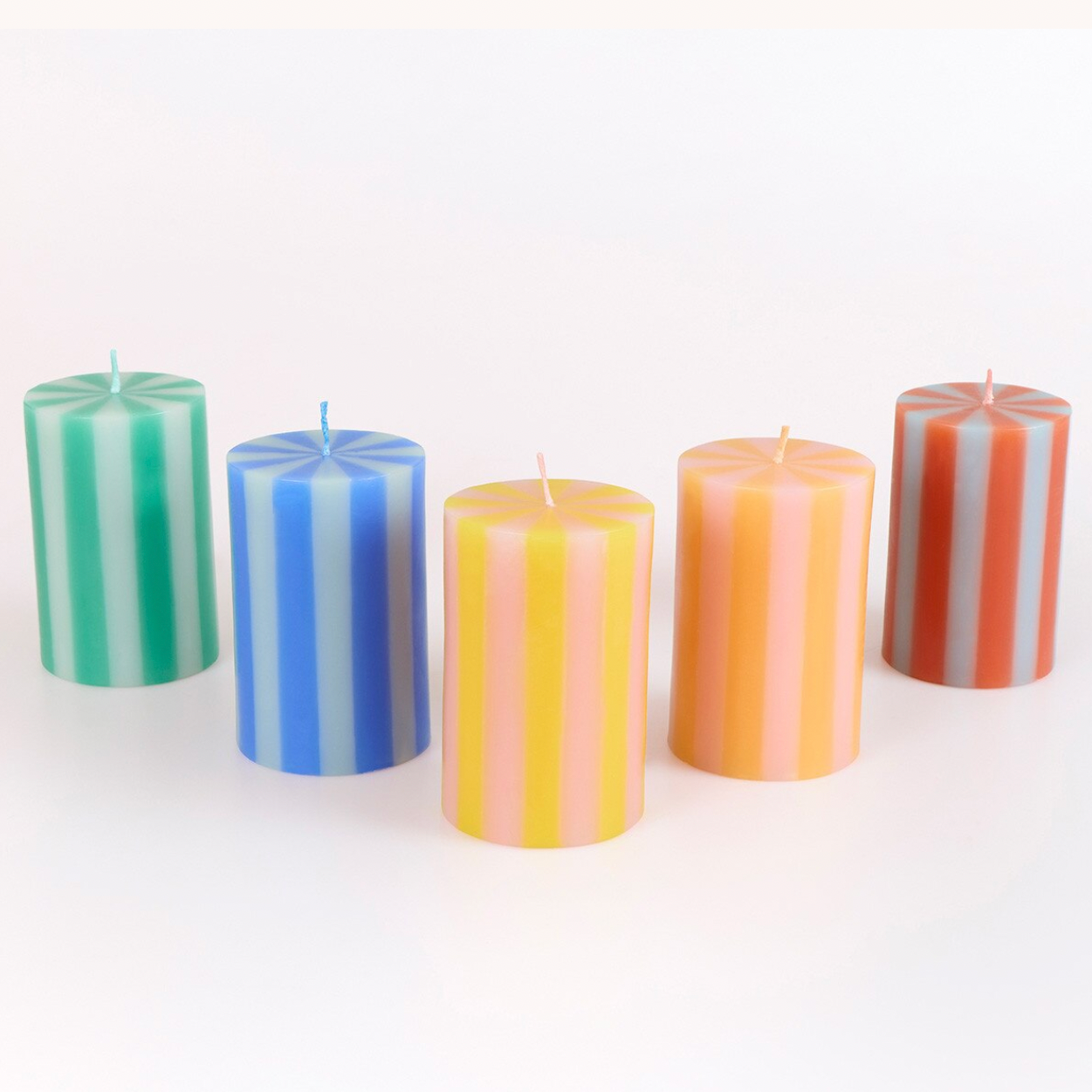 Bright Striped Pillar Candles (x5)