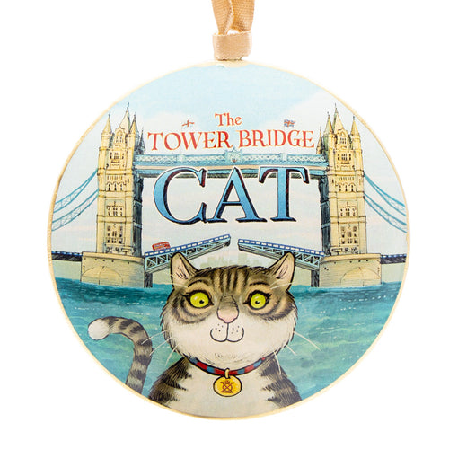 The Tower Bridge Cat Round Metal Decoration