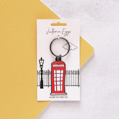 Victoria Eggs Enamel Telephone Box Keyring