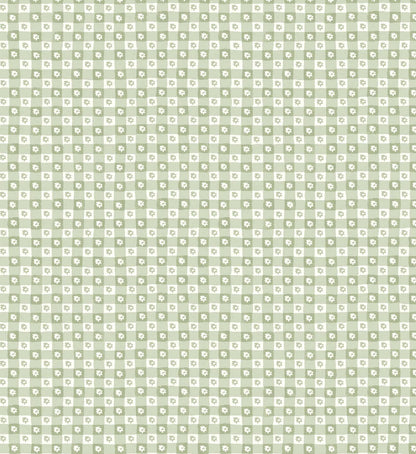 Daisy Gingham Peel & Stick Wallpaper Sample - Green
