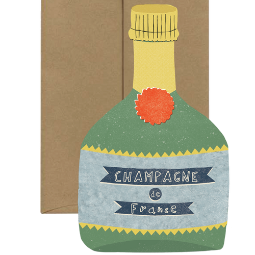 Champagne Card - French Collection Die Cut