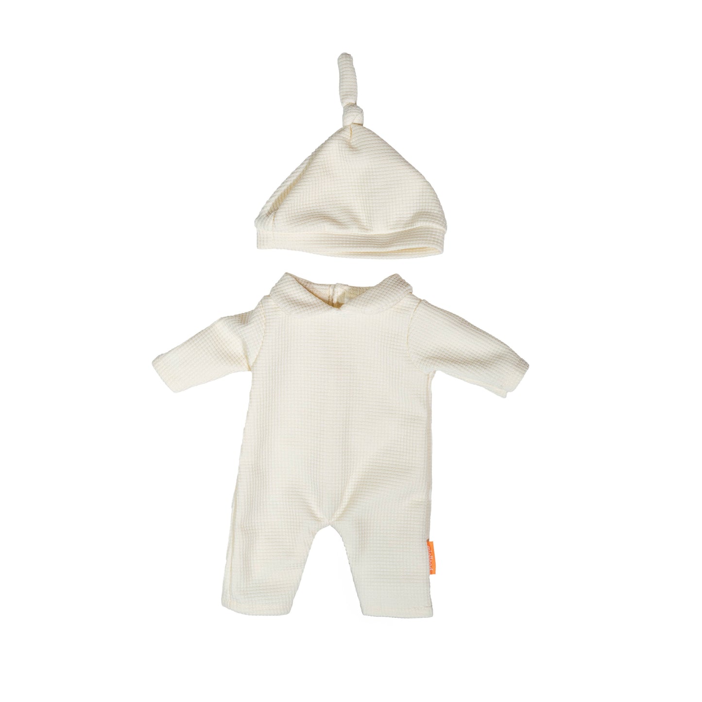 beige pajamas with hat for dolls 15"