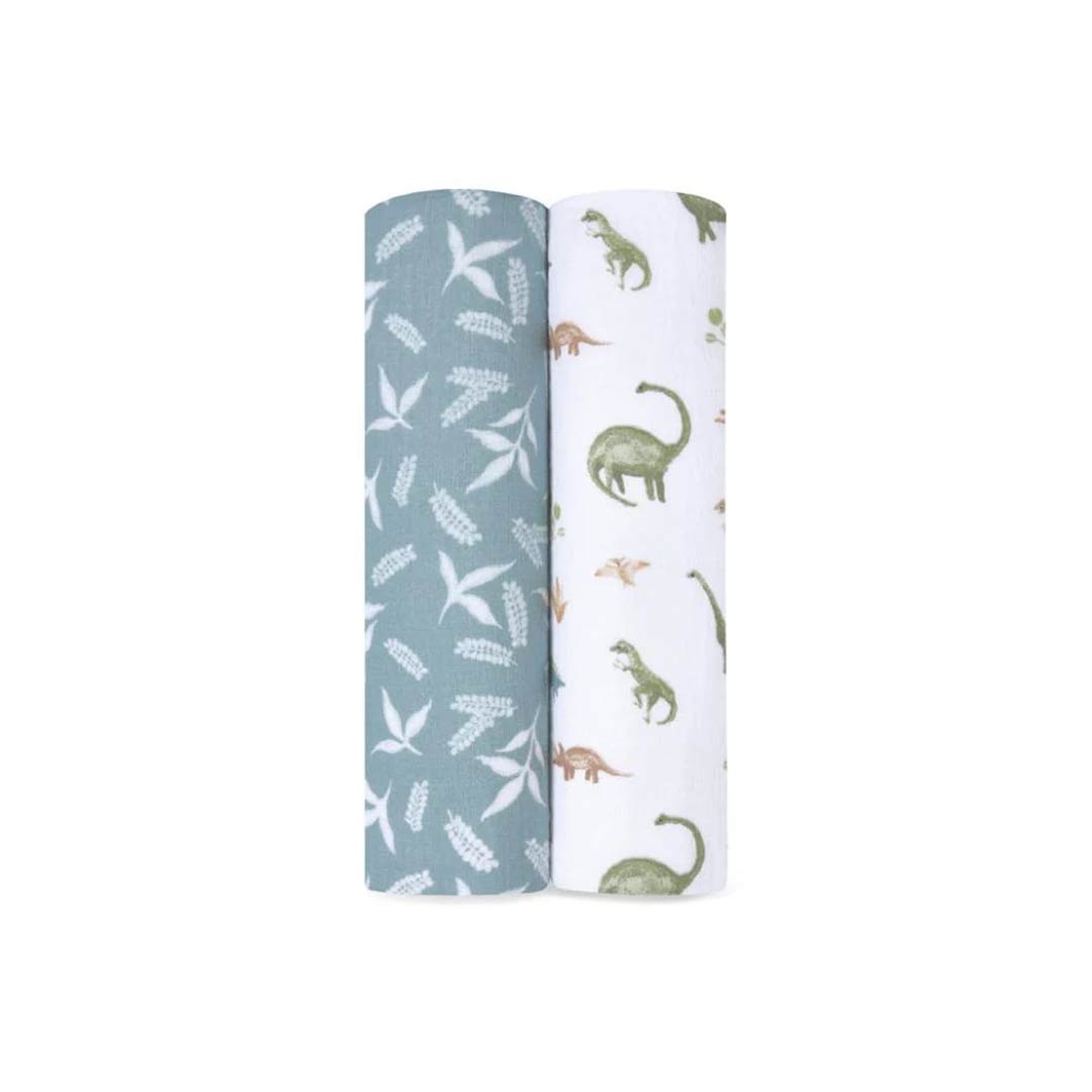 aden + anais Essentials Cotton Muslin Swaddle Blankets - 2 Pack - Dino Jungle