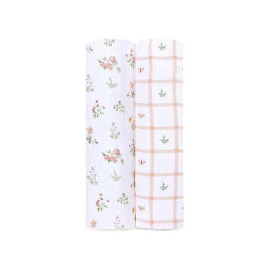 aden + anais Essentials Cotton Muslin Swaddle Blanket - 2 Pack - Country Floral