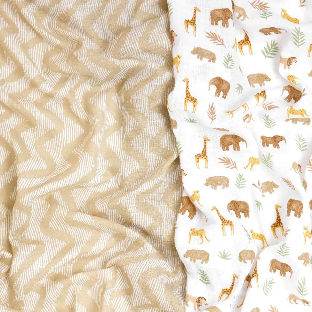 aden + anais Essentials Cotton Muslin Swaddle Blanket - 2 Pack - Tanzania