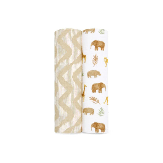 aden + anais Essentials Cotton Muslin Swaddle Blanket - 2 Pack - Tanzania