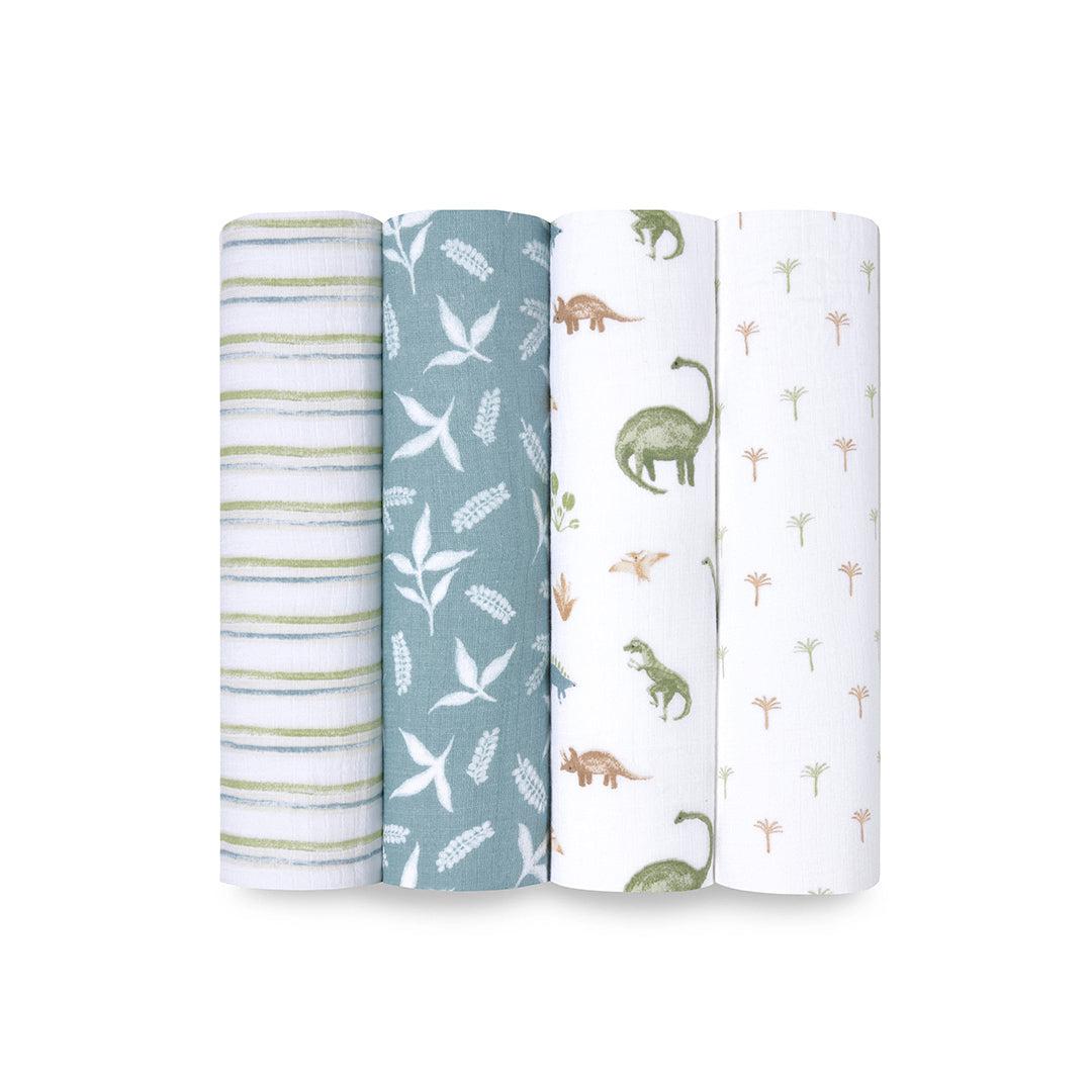 aden + anais Essentials Cotton Muslin Swaddle Blanket - 4 Pack - Dino Jungle