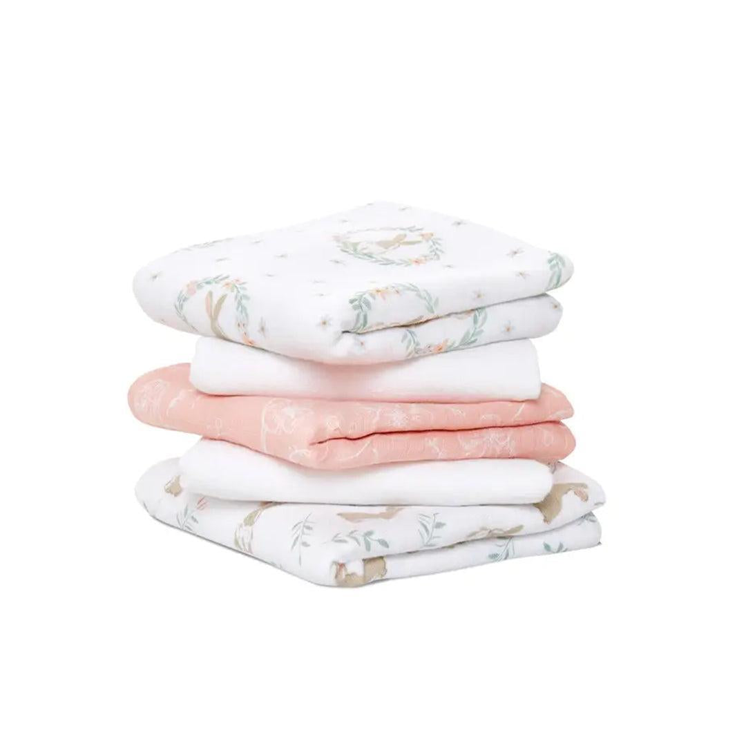 aden + anais Essentials Cotton Muslin Squares - 5 Pack - Blushing Bunnies