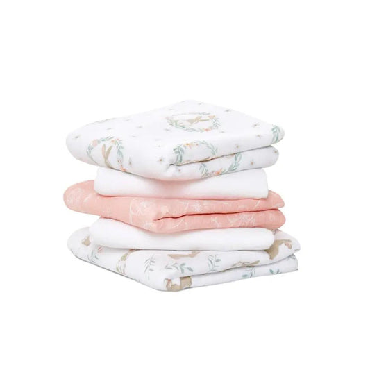 aden + anais Essentials Cotton Muslin Squares - 5 Pack - Blushing Bunnies