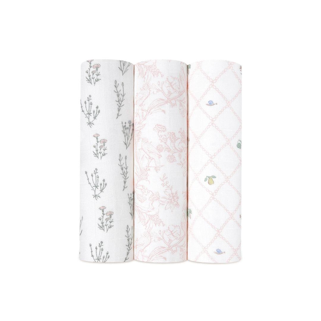 aden + anais Boutique Cotton Silky Soft Swaddles - 3 Pack - French Floral