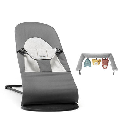 BabyBjorn Balance Woven Baby Bouncer - Black Frame - Dark Grey/Grey