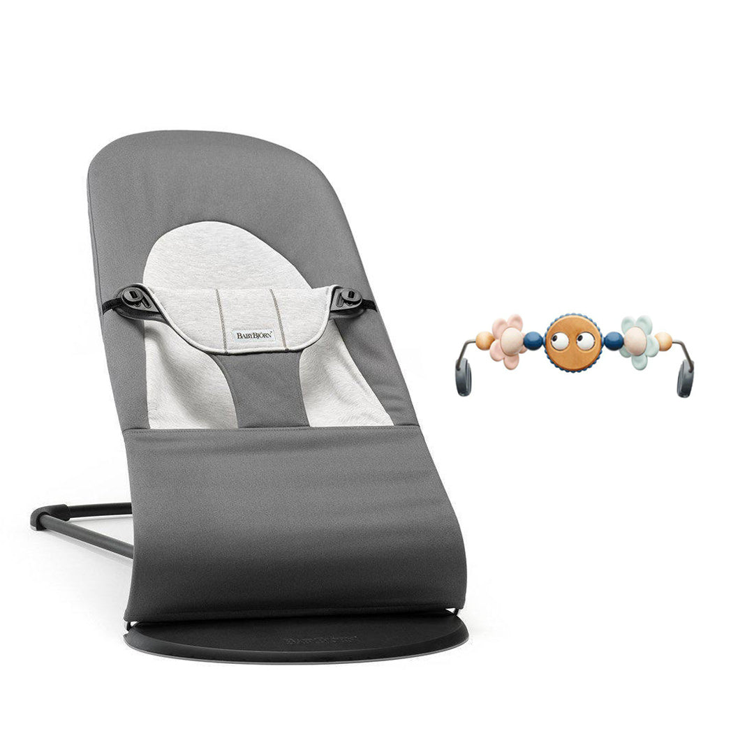 BabyBjorn Balance Woven Baby Bouncer - Black Frame - Dark Grey/Grey