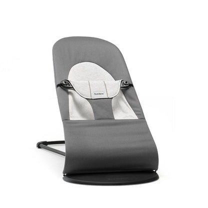 BabyBjorn Balance Woven Baby Bouncer - Black Frame - Dark Grey/Grey