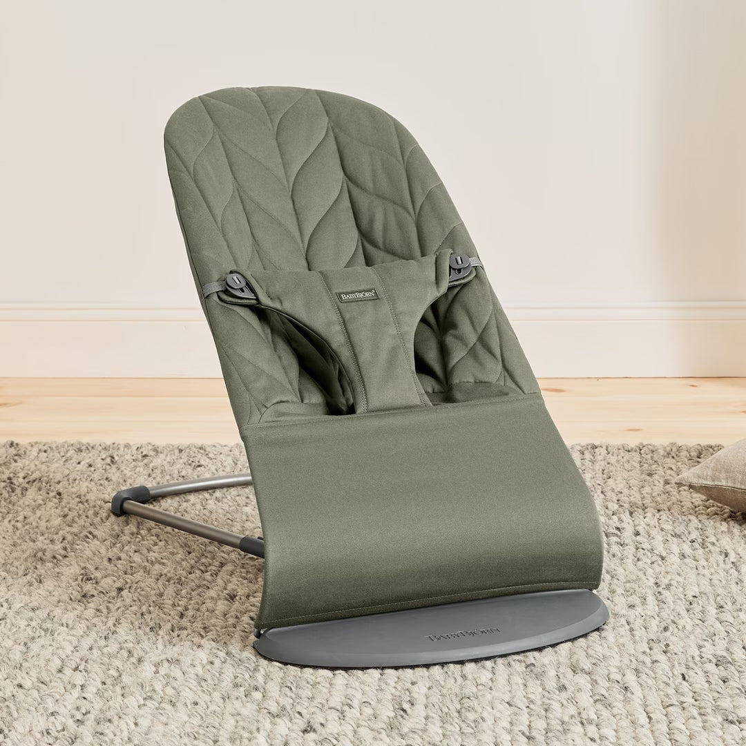 BabyBjörn Bliss Woven Petal Quilt Baby Bouncer - Dark Green