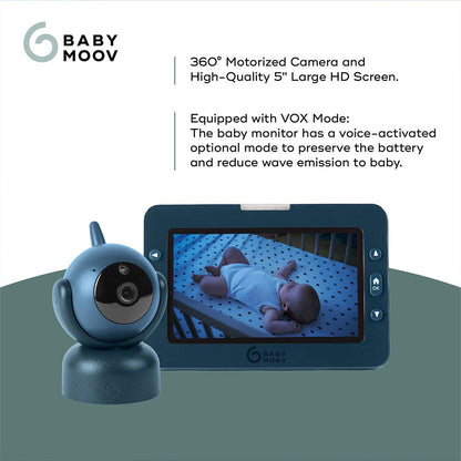Babymoov YOO MASTER PLUS HD Motorised video babymonitor, screen 5" - Blue