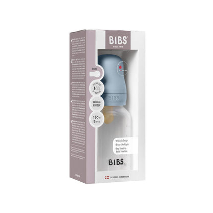 BIBS Medium Flow Baby Bottle Latex 1 Pack - Baby Blue