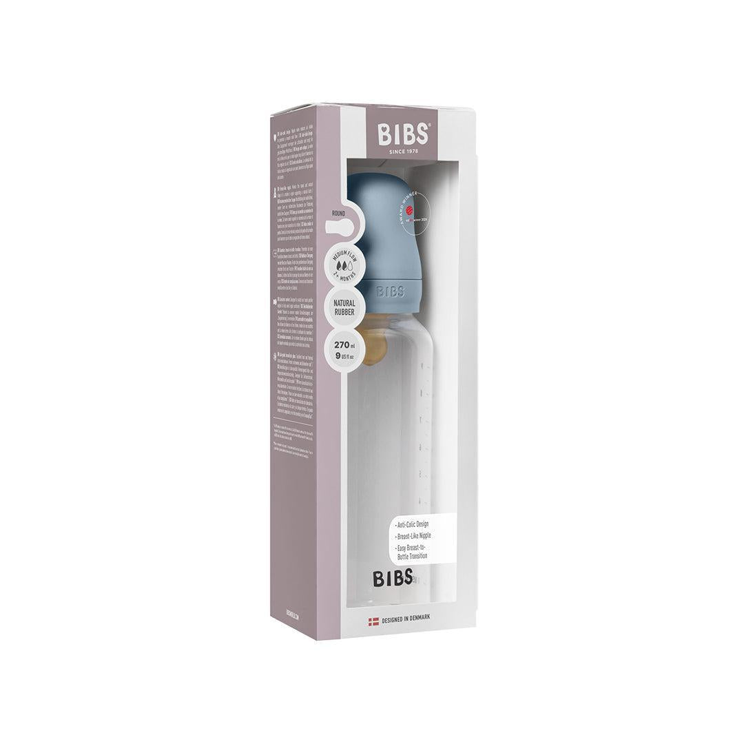 BIBS Medium Flow Baby Bottle Latex 1 Pack - Baby Blue