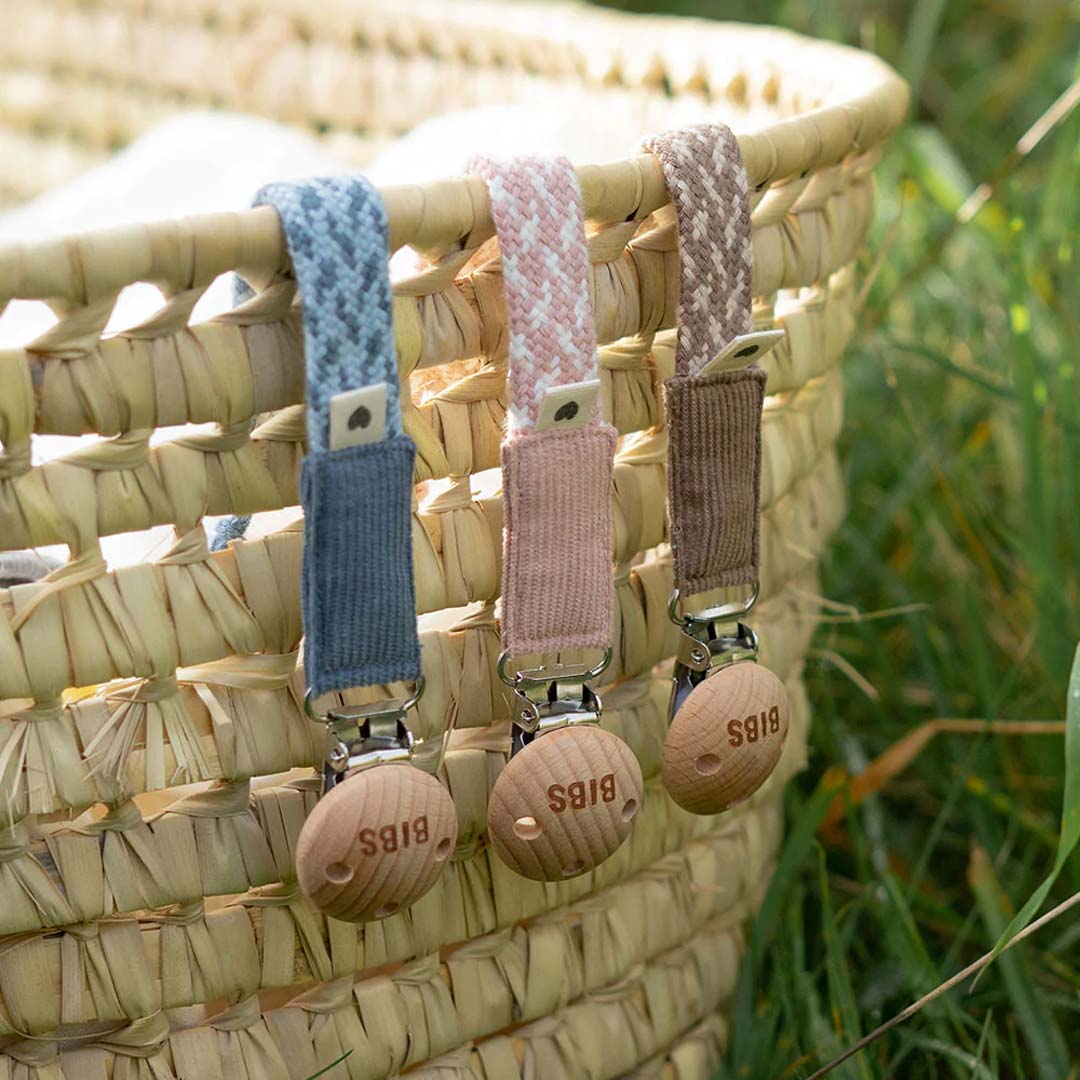 BIBS Paci Braid Pacifier Clip - Petrol + Baby Blue