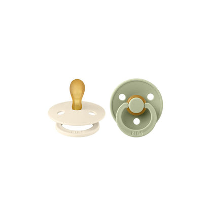 BIBS Colour Symmetrical Pacifier - 2 Pack - Ivory/Sage - Latex