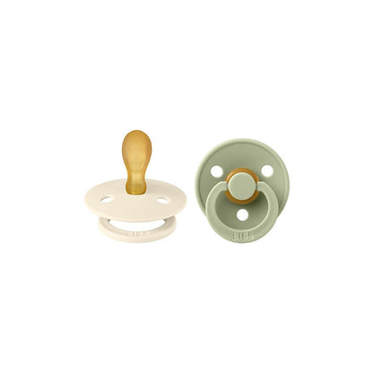 BIBS Colour Symmetrical Pacifier - 2 Pack - Ivory/Sage - Latex