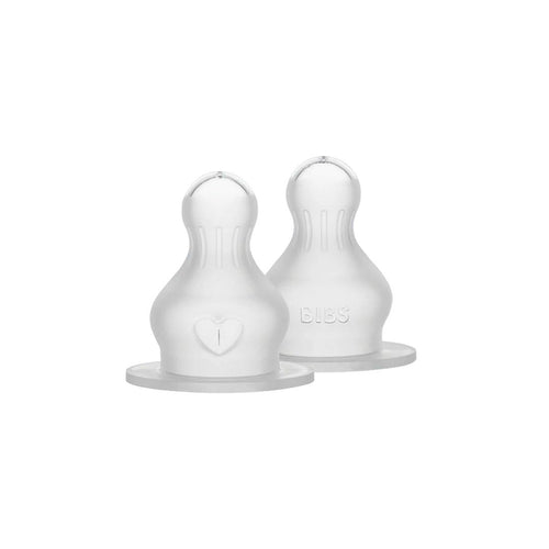 BIBS World Baby Bottle Nipple Round Silicone 2 Pack Thick Flow