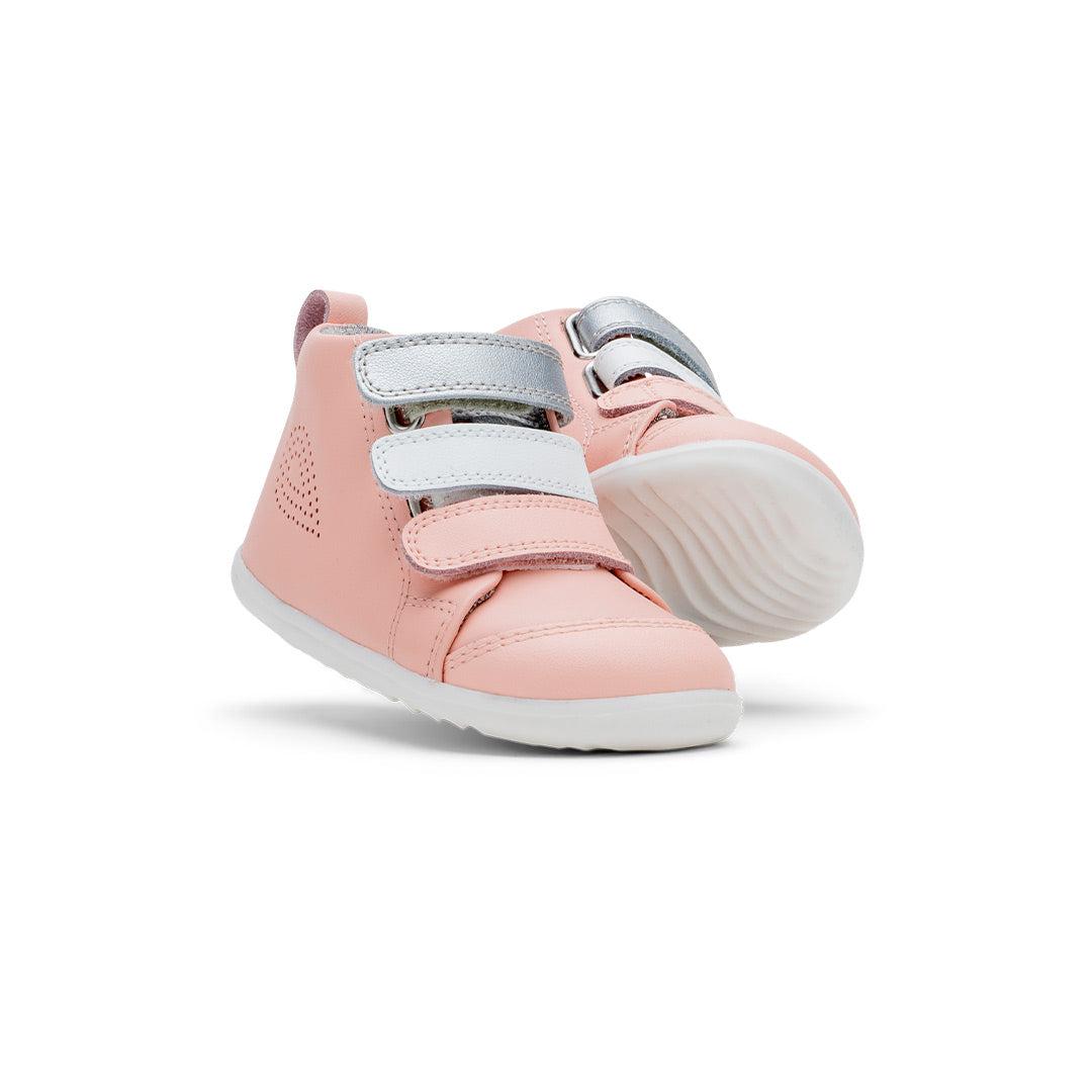 Bobux Step Up Hi Court Switch Basketball Boots - Seashell / Silver Metallic + White