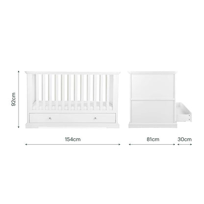 CuddleCo Beaumont 2pc Set - Low Cot Bed - White
