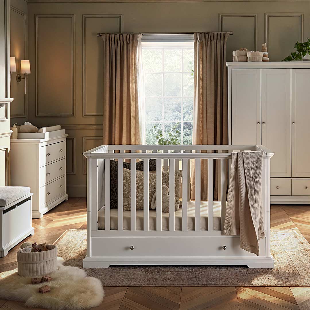CuddleCo Beaumont 2pc Set - Low Cot Bed - White