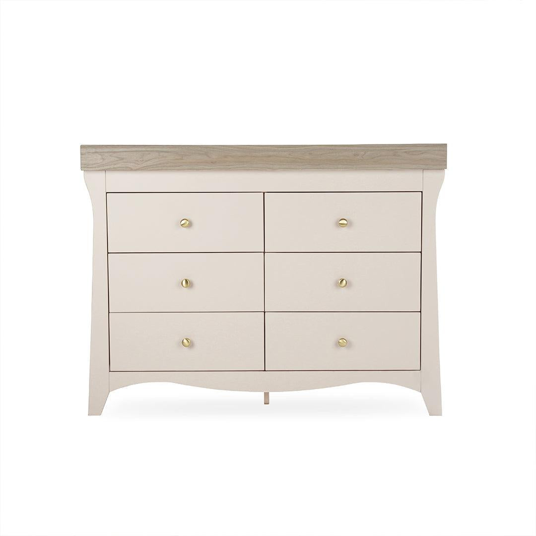 CuddleCo Clara Wide 6 Draw Dresser Changer - Cashmere/Ash