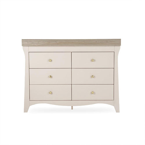 CuddleCo Clara Wide 6 Draw Dresser Changer - Cashmere/Ash