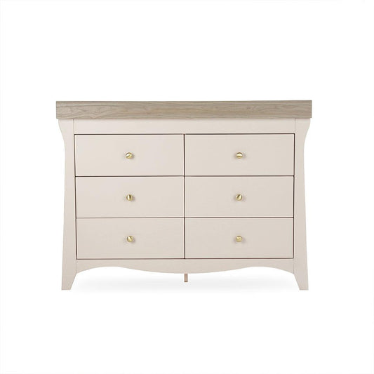 CuddleCo Clara Wide 6 Draw Dresser Changer - Cashmere/Ash