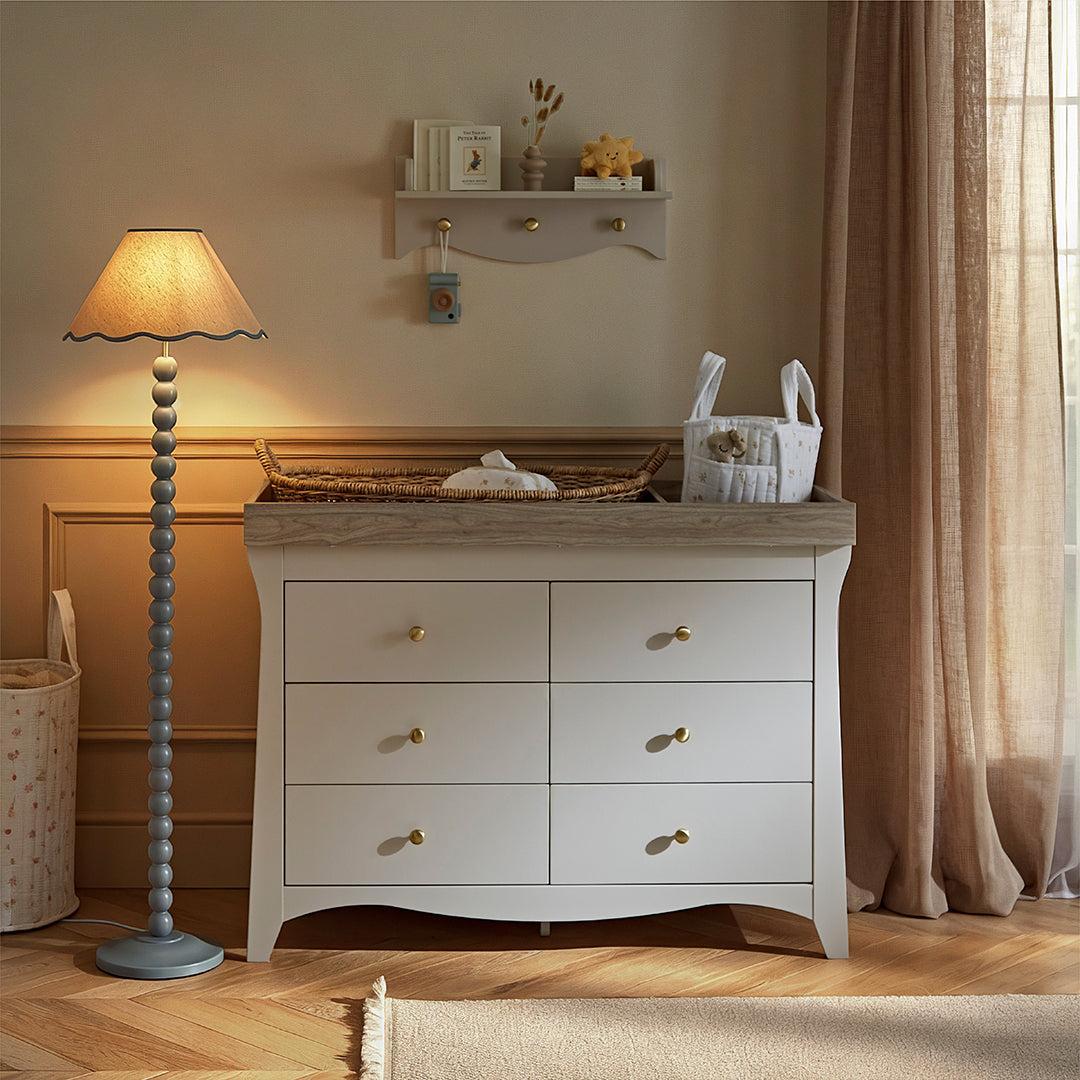 CuddleCo Clara Wide 6 Draw Dresser Changer - Cashmere/Ash