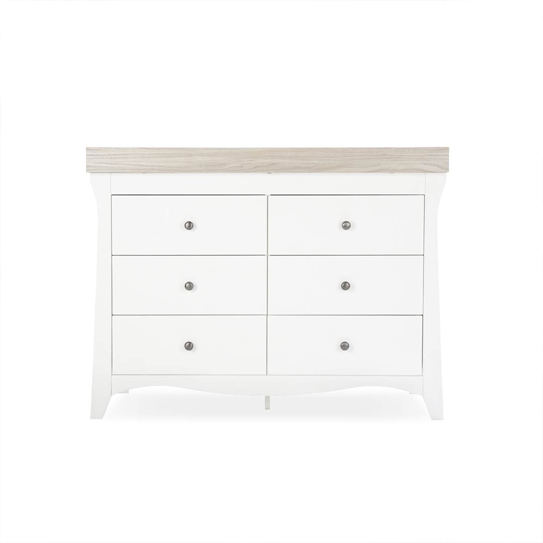 CuddleCo Clara Wide 6 Draw Dresser Changer - White/Ash