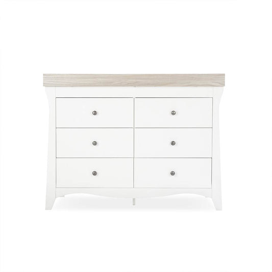CuddleCo Clara Wide 6 Draw Dresser Changer - White/Ash