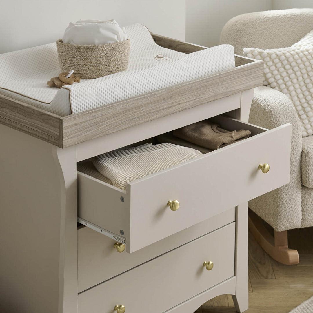 CuddleCo Clara 3-Drawer Dresser + Changer - Cashmere