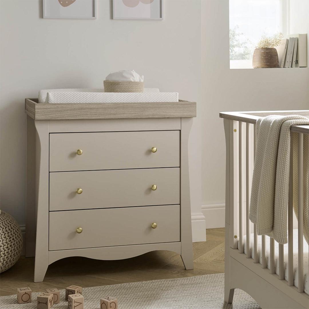 CuddleCo Clara 3-Drawer Dresser + Changer - Cashmere