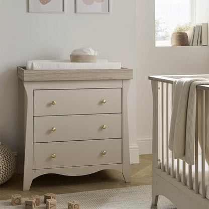 CuddleCo Clara 3-Drawer Dresser + Changer - Cashmere