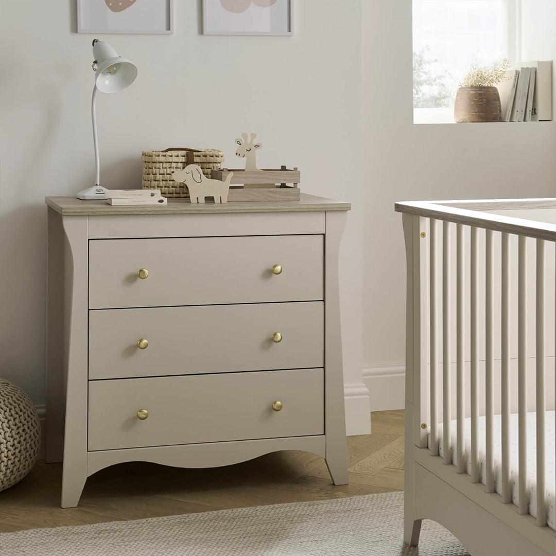 CuddleCo Clara 3-Drawer Dresser + Changer - Cashmere